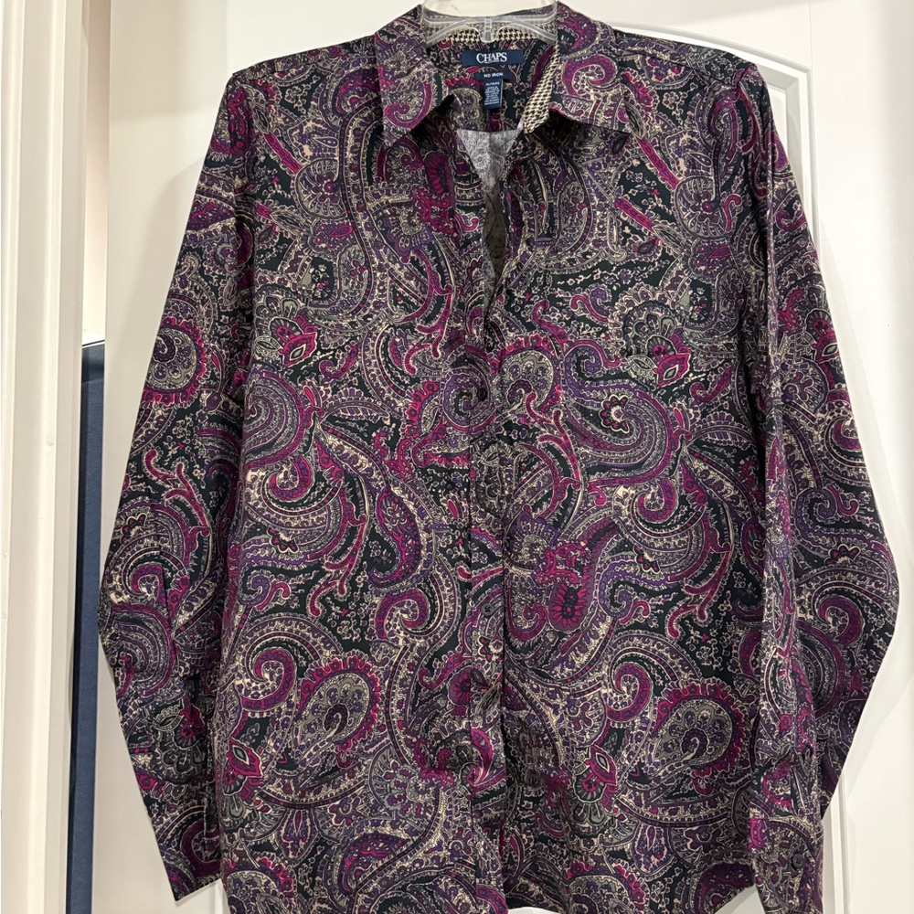 Chaps Purple and Black Paisley Shirt